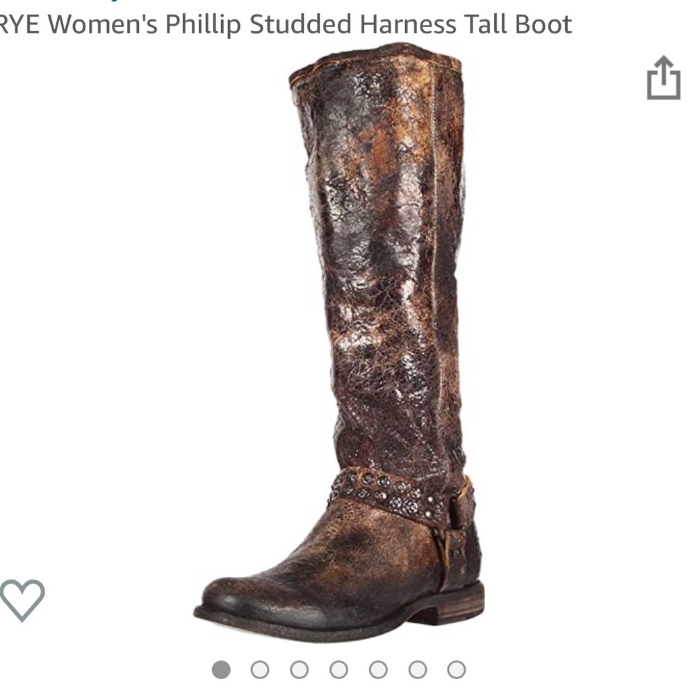 Phillip Frye studded harness boots crackle leather